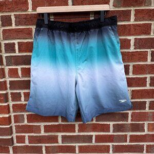 Speedo Swim Hybrid Board Shorts Mens Medium Dip Dye Teal Gray